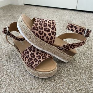 Soda Cheetah Ankle Strap Platform Sandals